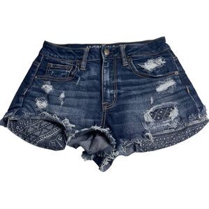American Eagle Hi Rise Festival Distressed Jean Shorts